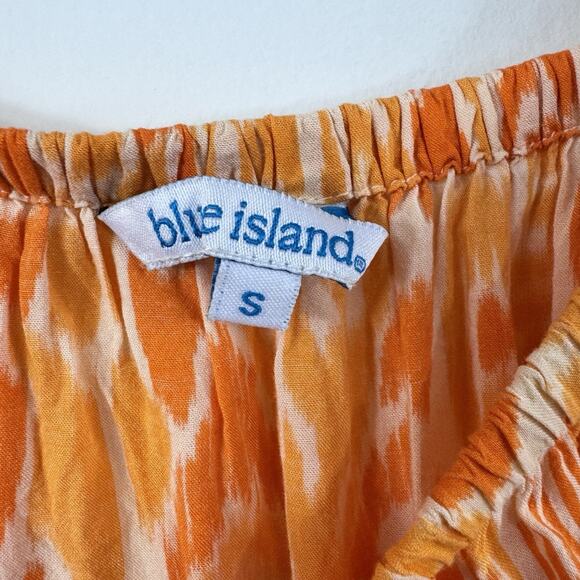 Women’s Dress Size Small Orange Resort Beach Vacation Cover Up Ruffles Print - Picture 4 of 7